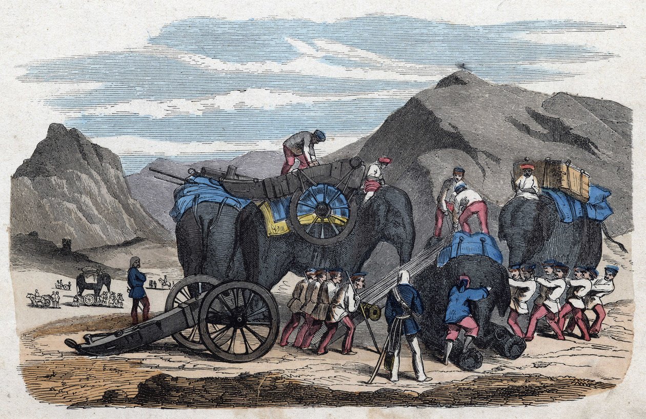 Laden van olifanten voor de reis van meneer Bock naar Dresden. Uit 