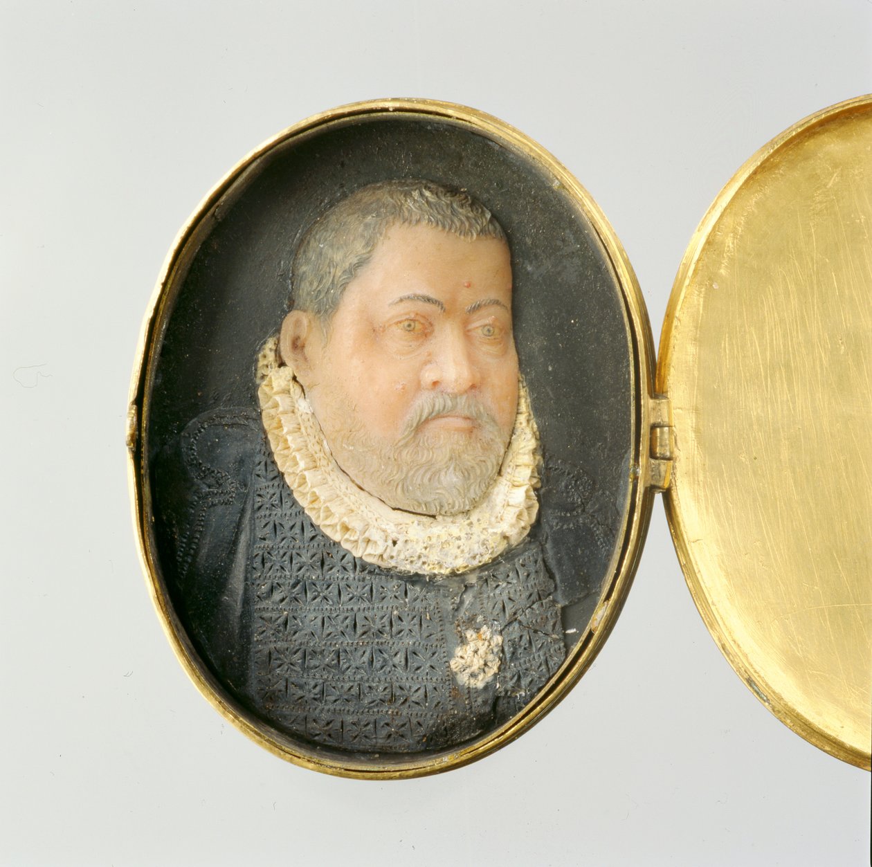 Medaillon met wasminiatuurportret van landgraaf Wilhelm IV (was en verguld zilver) door German School