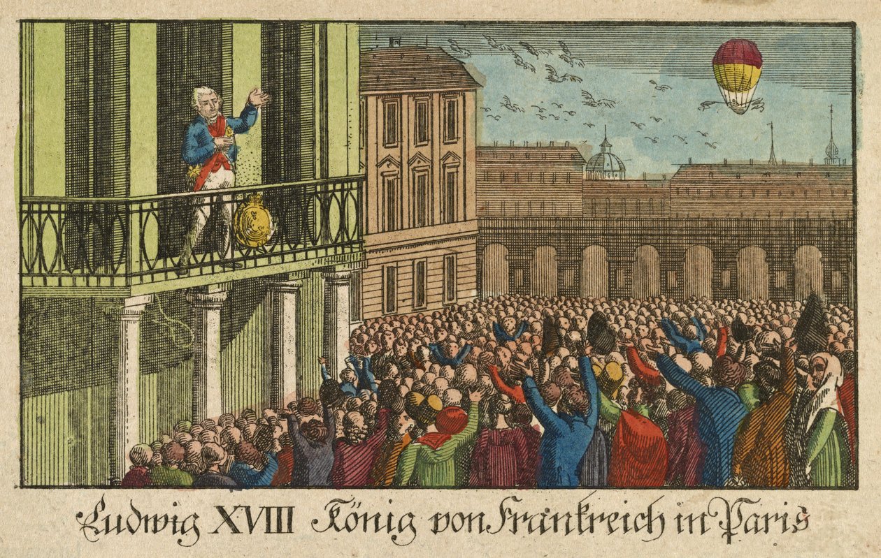 Lodewijk XVIII Koning van Frankrijk in Parijs, uitgegeven 1814 door German School