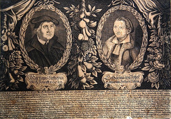 Maarten Luther en zijn vrouw Katharina von Bora door German School