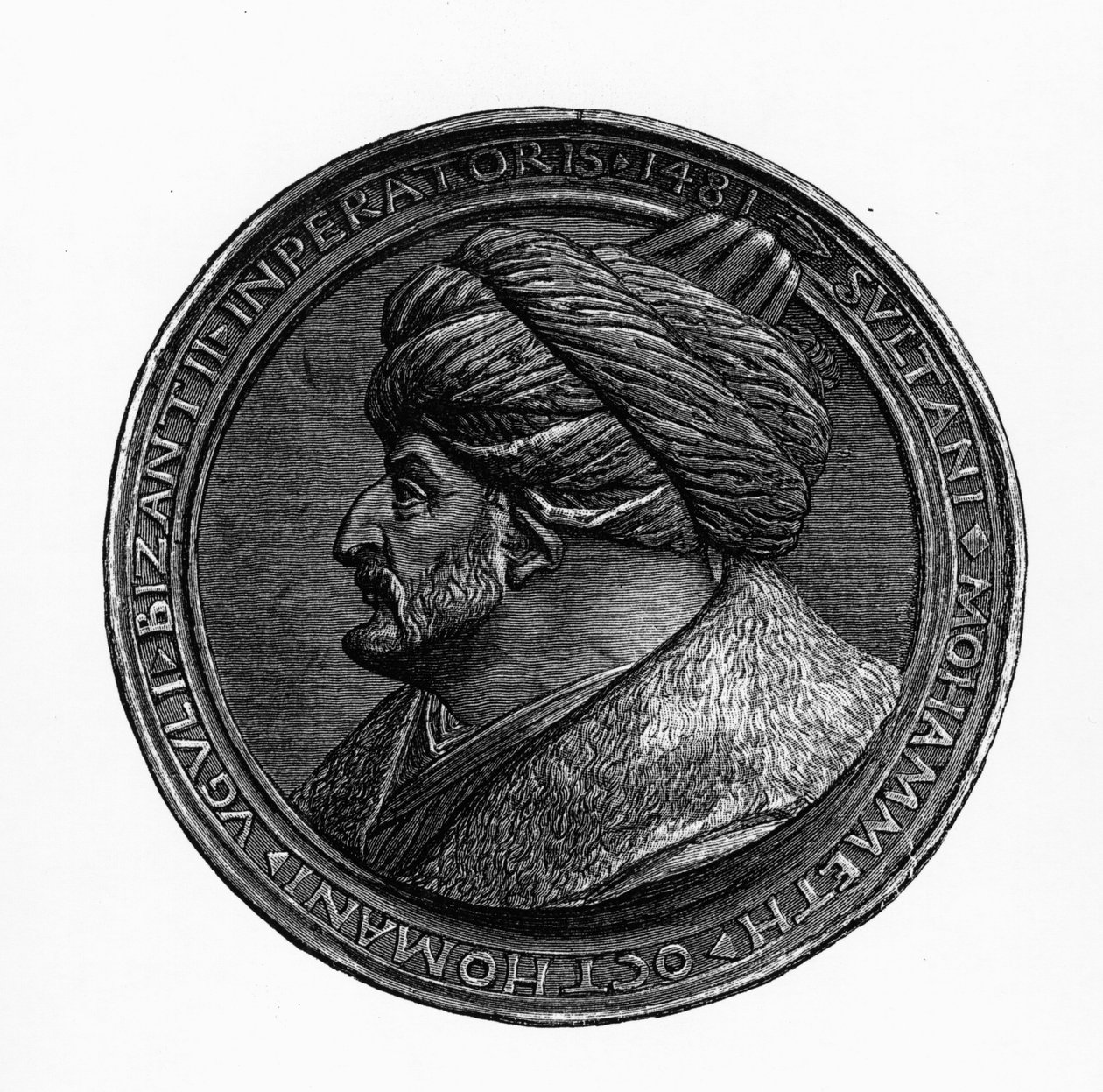 Medaille van Mehmed II, uit Geschichte der Byzantiner und des Osmanisches Reiches door G.S. Hertzberg, 1883 door German School