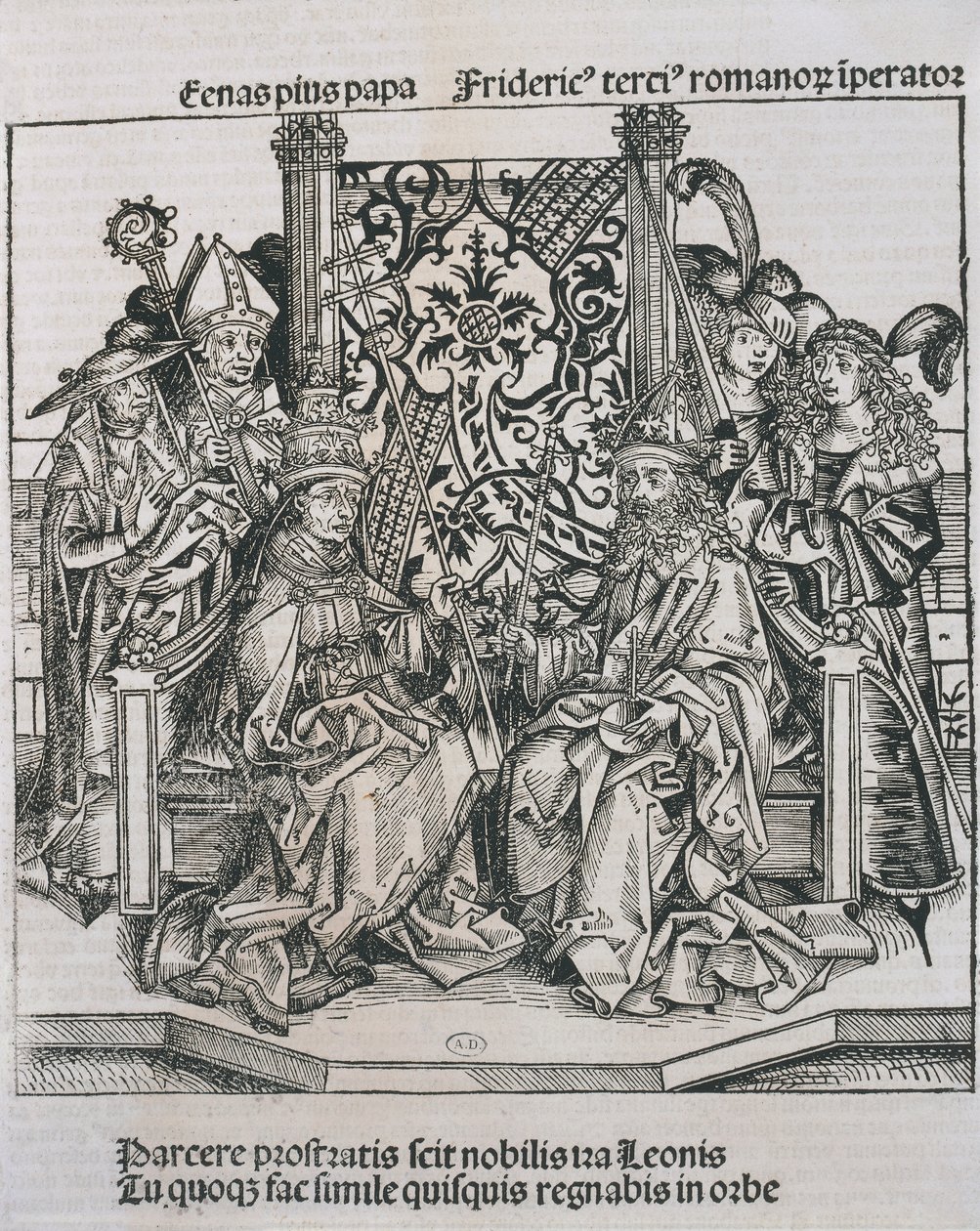 Ontmoeting tussen paus Pius II en Frederik III, keizer van Duitsland door German School