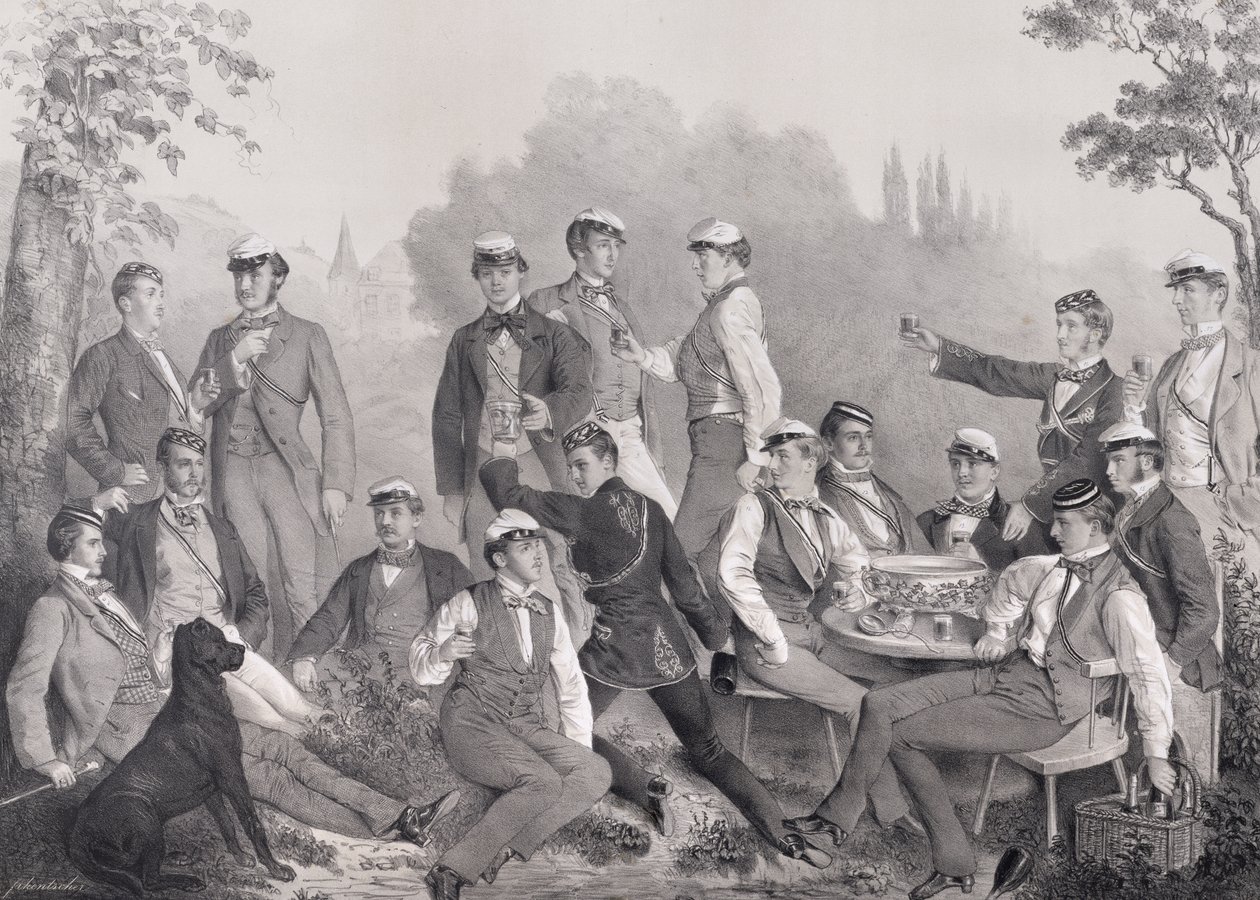 Mensuren of Studentleden van de Duelvereniging op een Uitstapje door German School