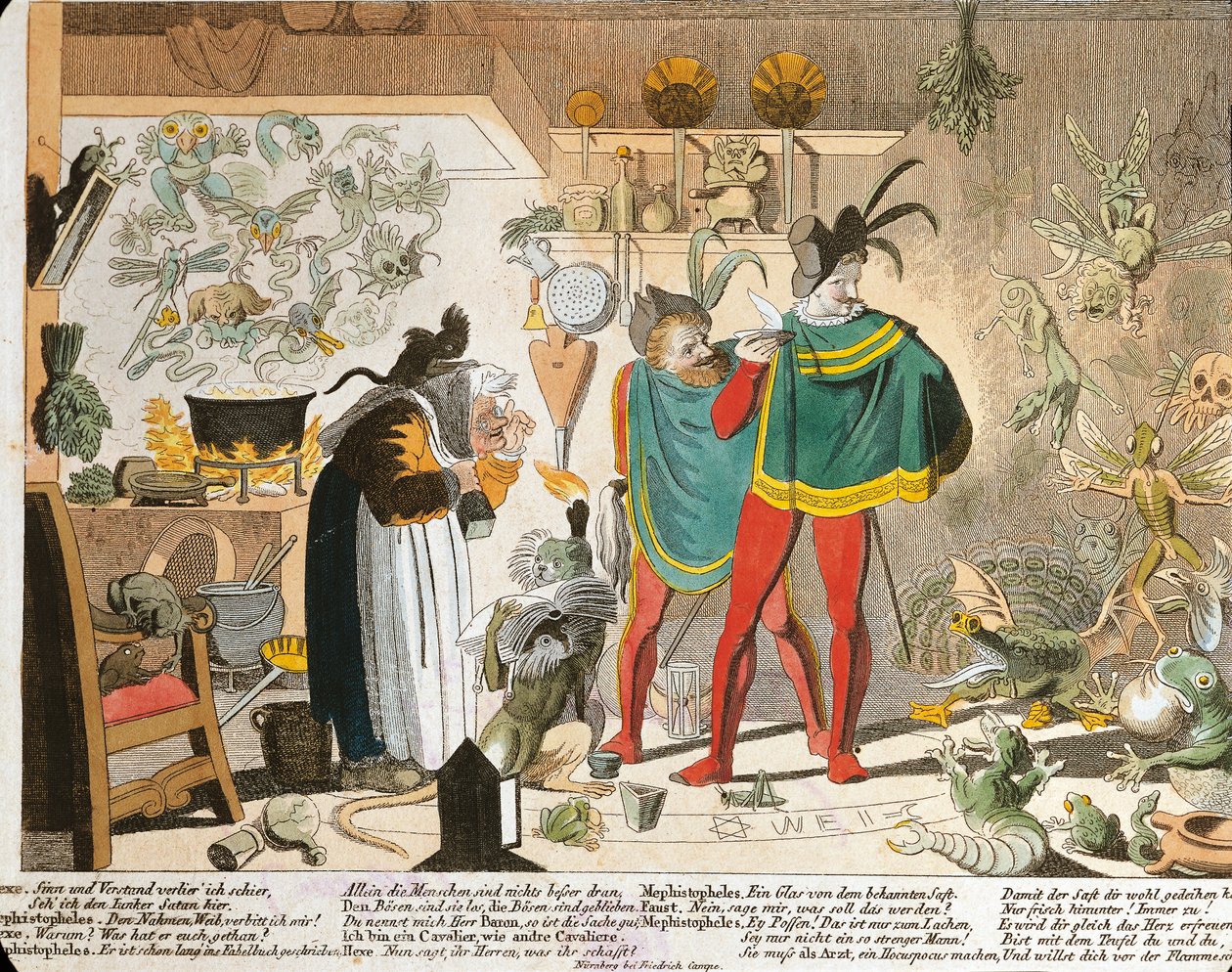 Mephistopheles geïnspireerd door Faust door German School