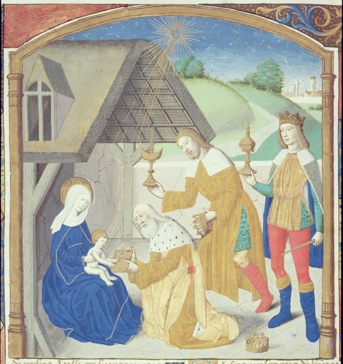 Ms Hunter 36 f.44r Geboorte, uit Vita Christi, door Ludolf van Saksen ...
