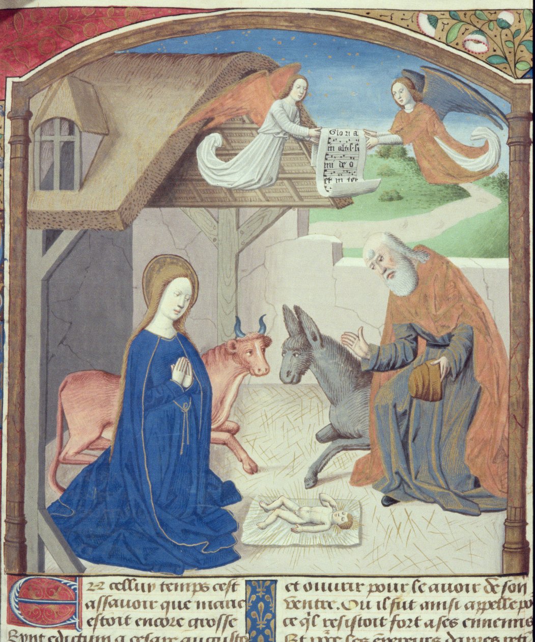 Ms Hunter 36 f.55v Heilige Familie, uit Vita Christi, door Ludolf van Saksen, ca. 1300-7778 door German School