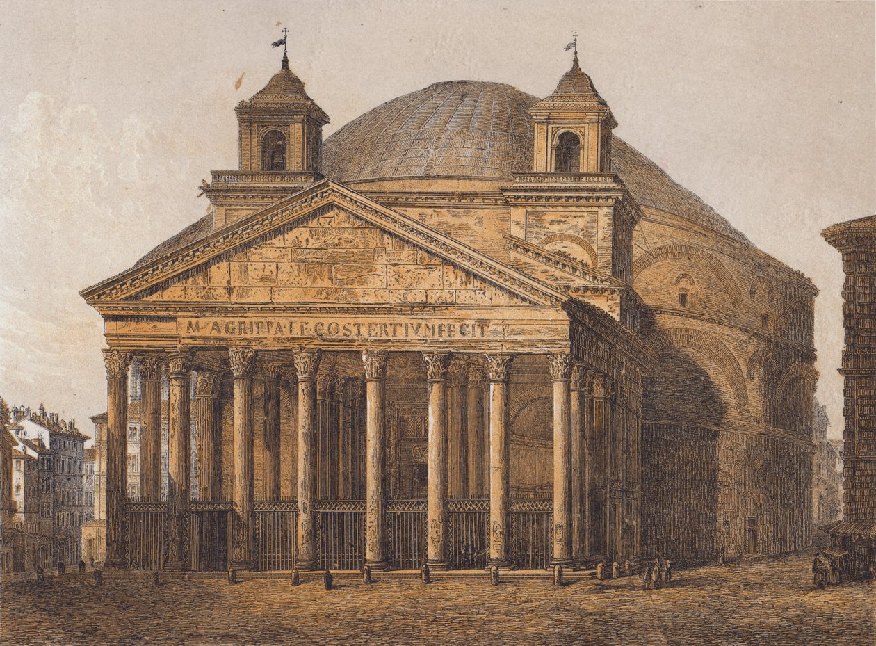 Pantheon, Rome (kleurenlitho) door German School