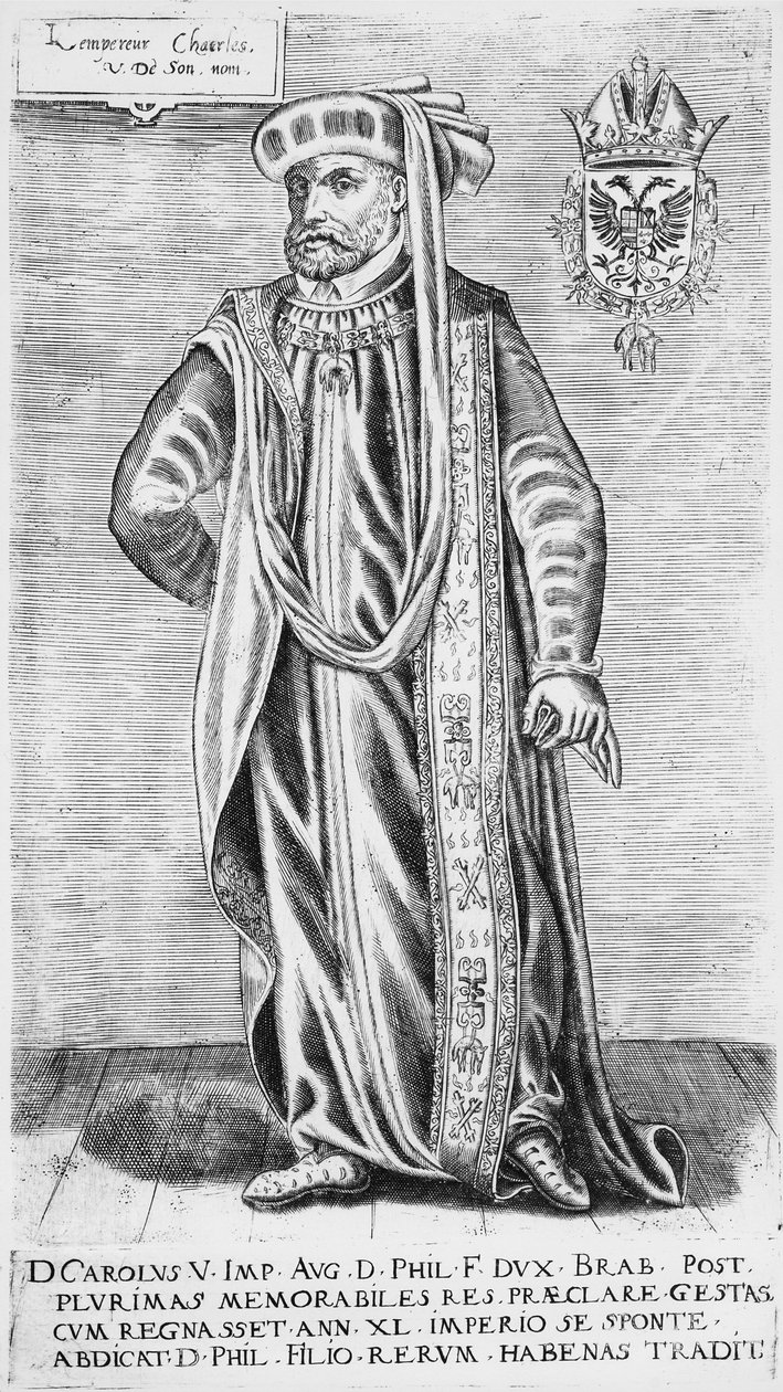 Portret van Karel V (1500-1558), Heilige Roomse Keizer door German School