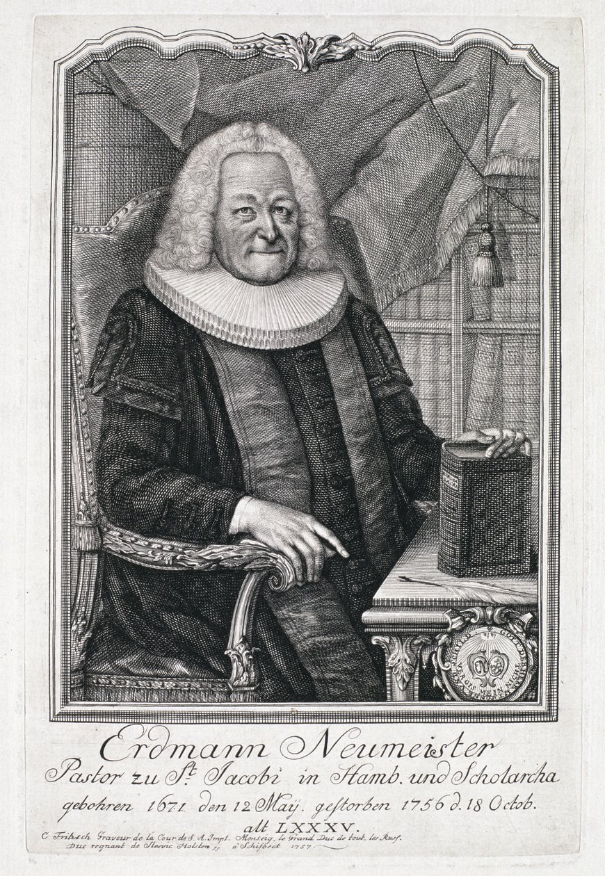 Portret van Erdmann Neumeister (1671-1756) door German School