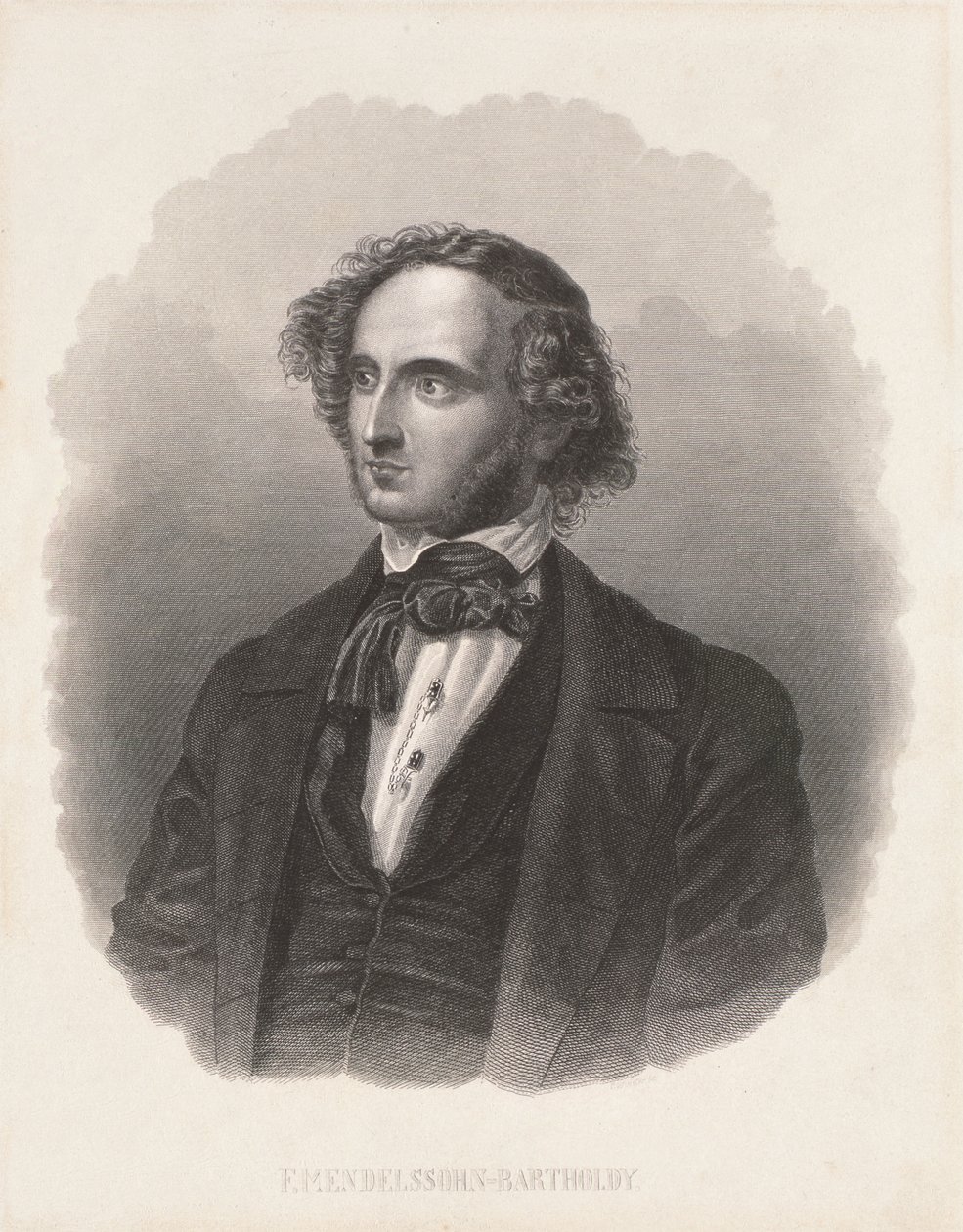 Portret van Felix Mendelssohn (1809-47) door German School