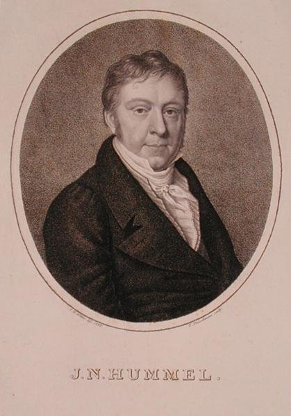 Portret van Johann Nepomuk Hummel, gegraveerd door F. Fleischmann door German School