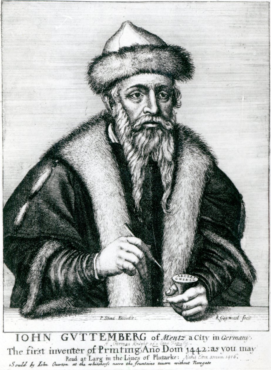Portret van Johannes Gutenberg door German School