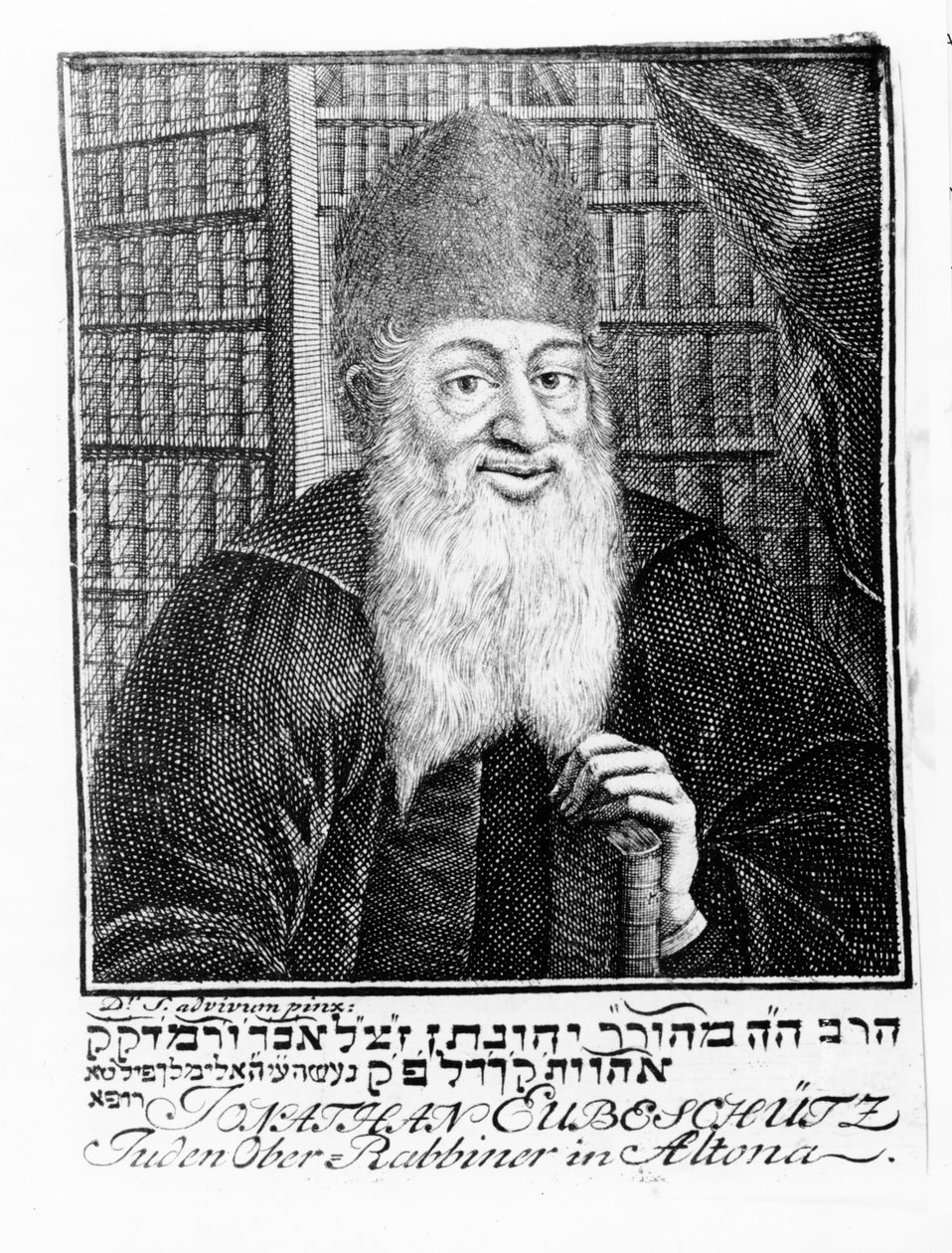 Portret van Jonathan Eubeschutz, opperrabbijn in Altona door German School