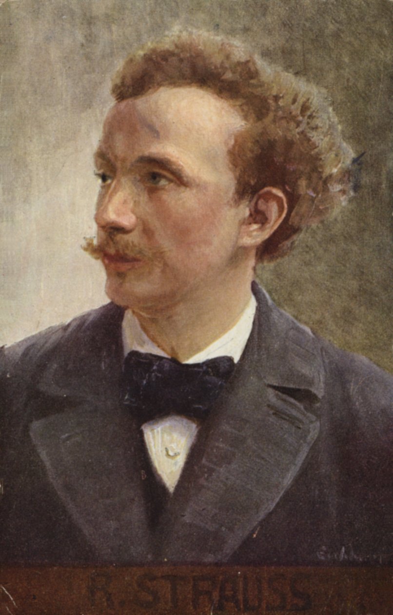 Portret van Richard Strauss (kleurenlitho) door German School