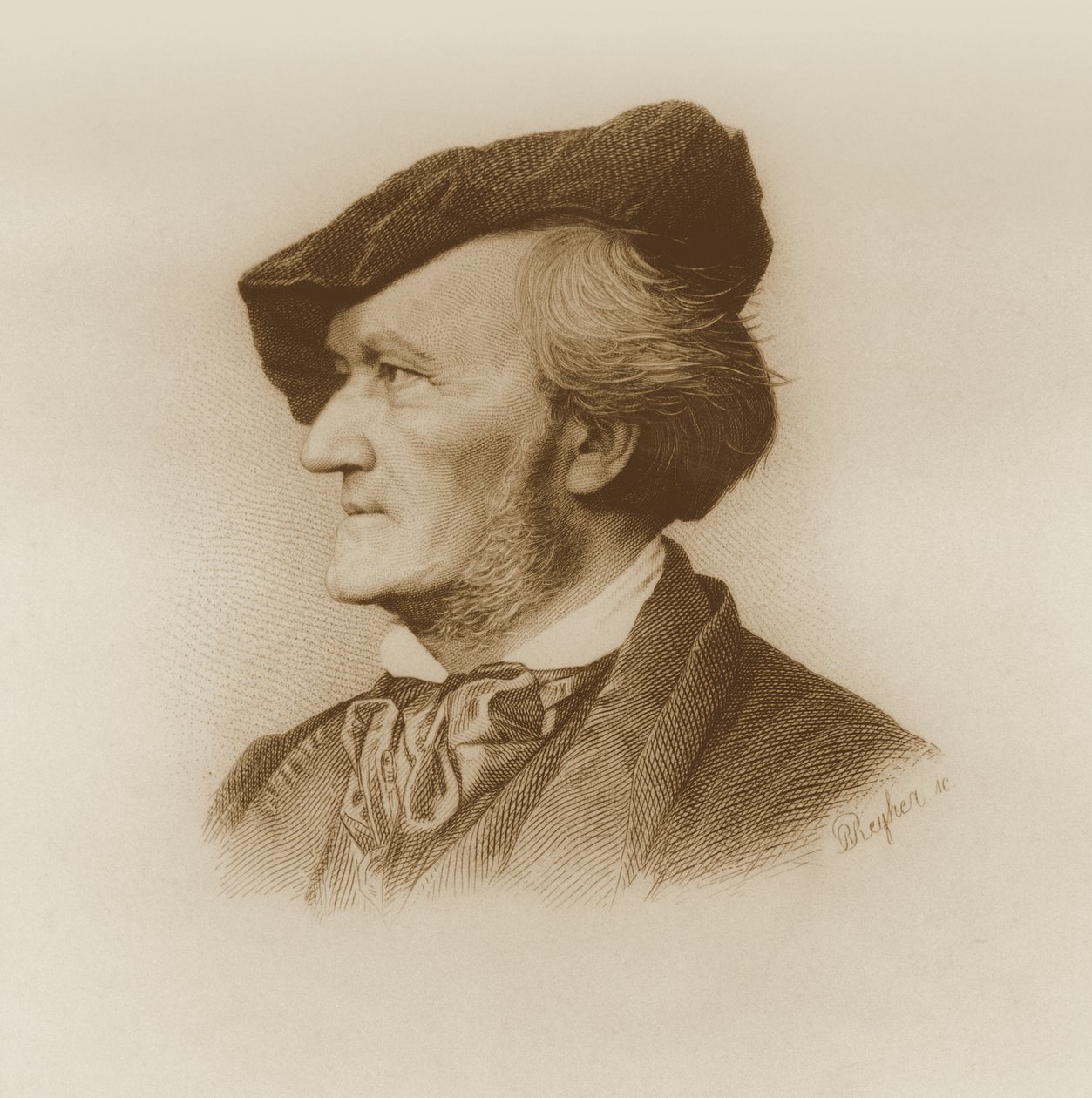 Portret van Richard Wagner (1813-83) Duitse componist, gegraveerd door Robert Reyher (1838-77) door German School