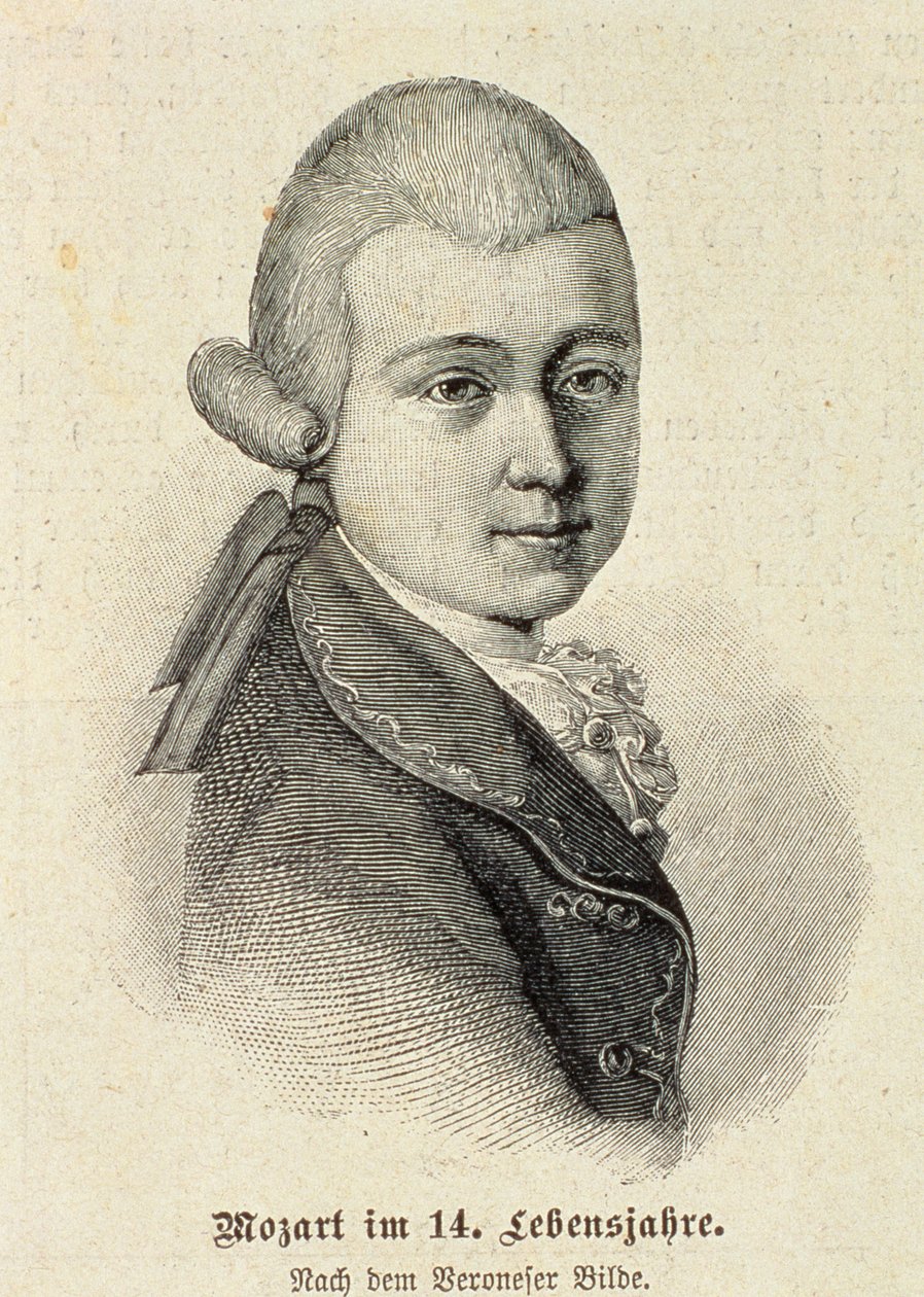 Portret van Wolfgang Amadeus Mozart (1756-91) door German School