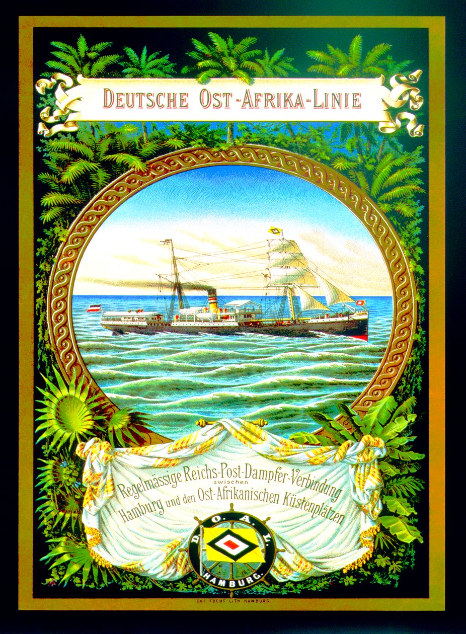 Poster ter promotie van de Duitse Oost-Afrika Lijn, 1890 door German School