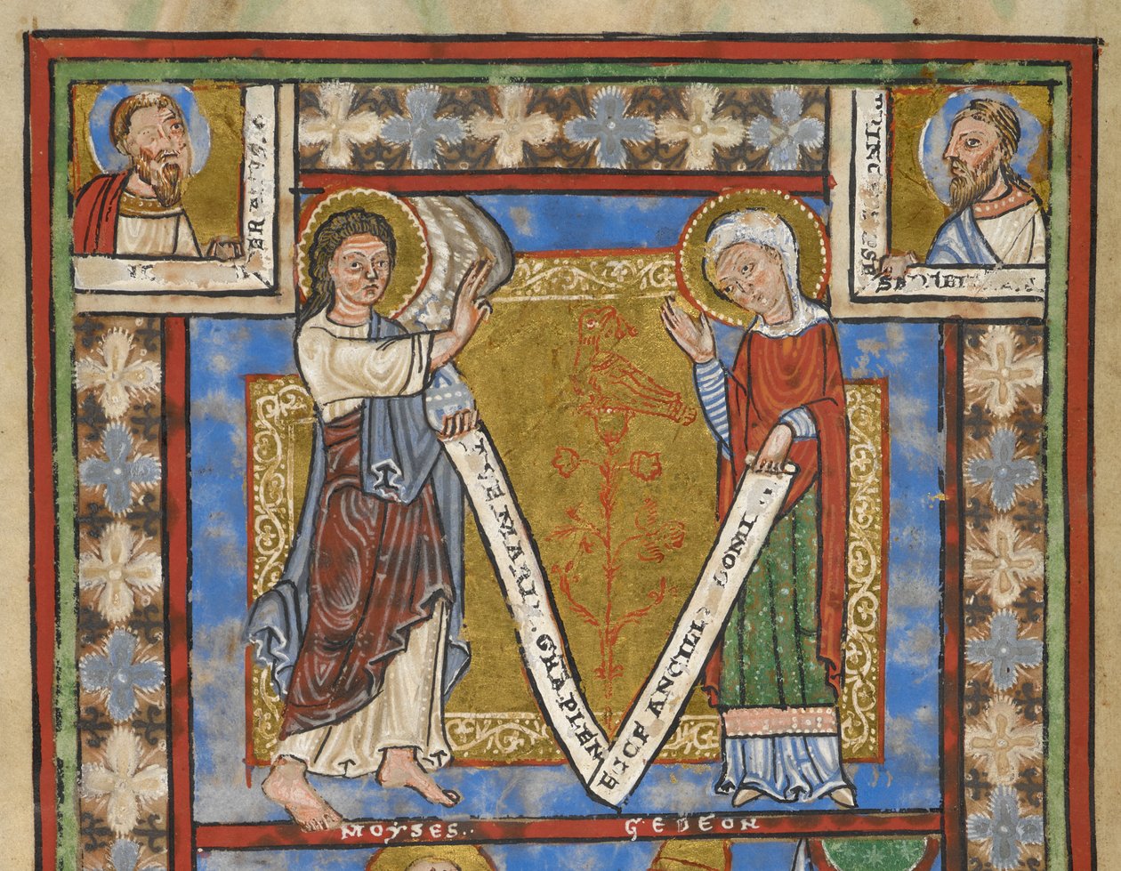 Psalterfragment "Psalter van Hendrik de Leeuw", f.7v, detail met Annunciatie, ca. 1168-89 door German School