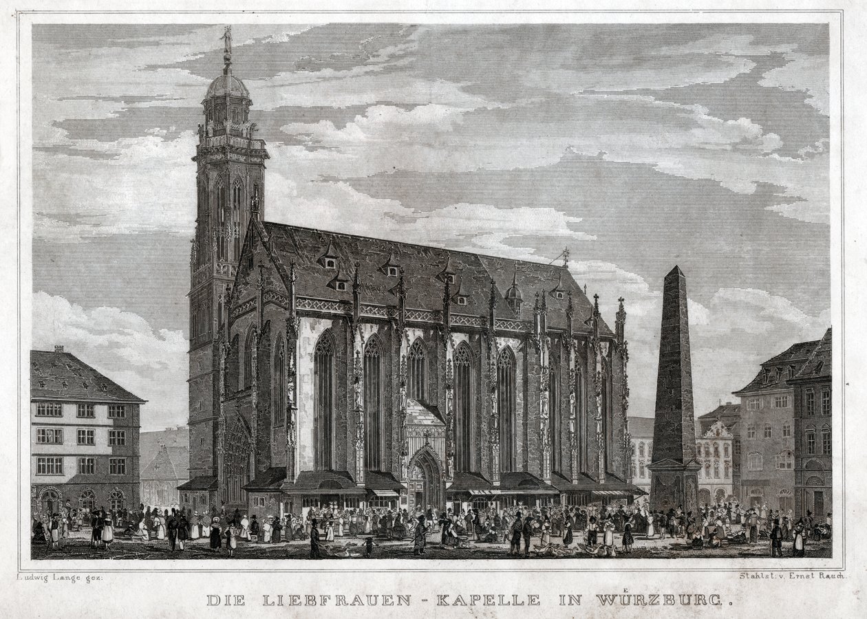 Sint-Maria van Würzburg (gravure, ca. 1850) door German School
