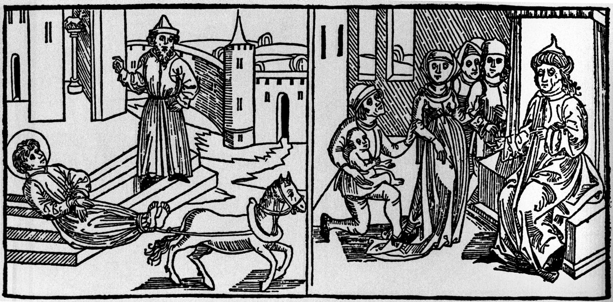 Sint Saturninus was de stichter van het christendom in Toulouse in het midden van de 3e eeuw. In die tijd werden de christenen vervolgd: Sint Saturninus was een van de slachtoffers van de heidenen. Zijn lichaam, vastgebonden aan de staart van een stier, we door German School