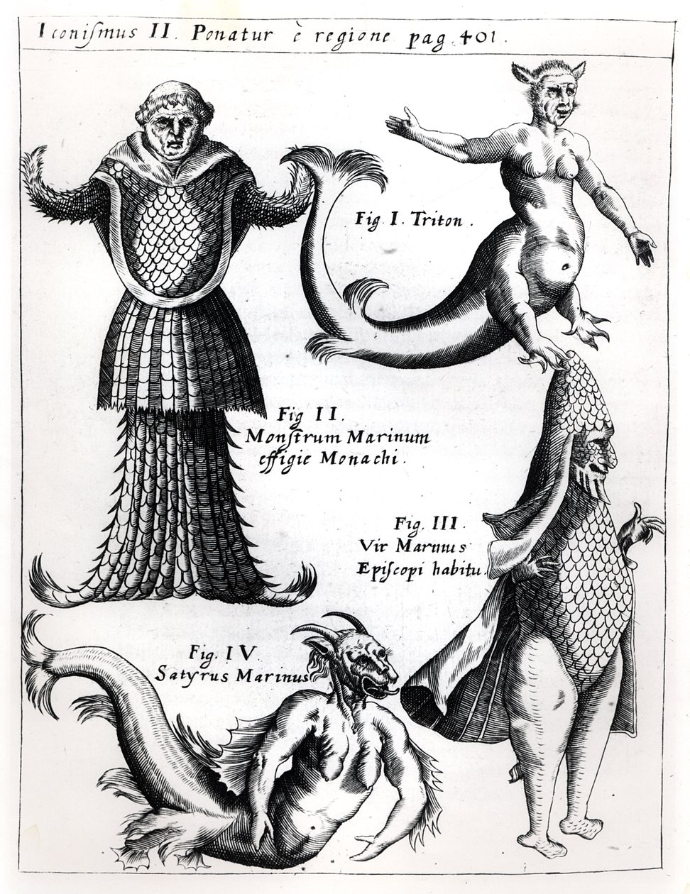 Zeemonstren, illustratie uit Physica Curiosa door Gaspar Schott S.J. (1608-66), gepubliceerd Würzburg 1662 door German School
