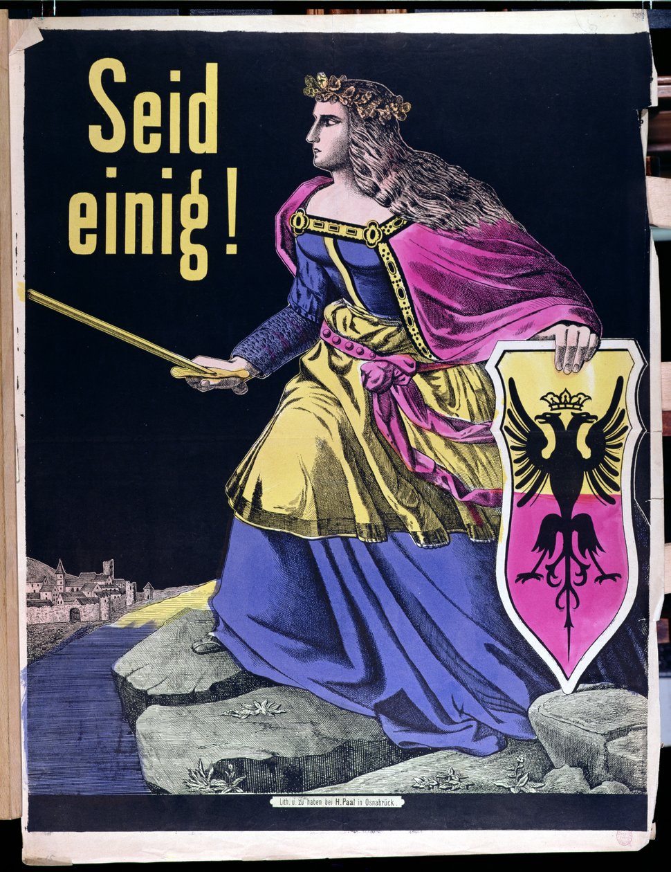 Seid Einig!, Duitse patriottische poster, c.1870 door German School