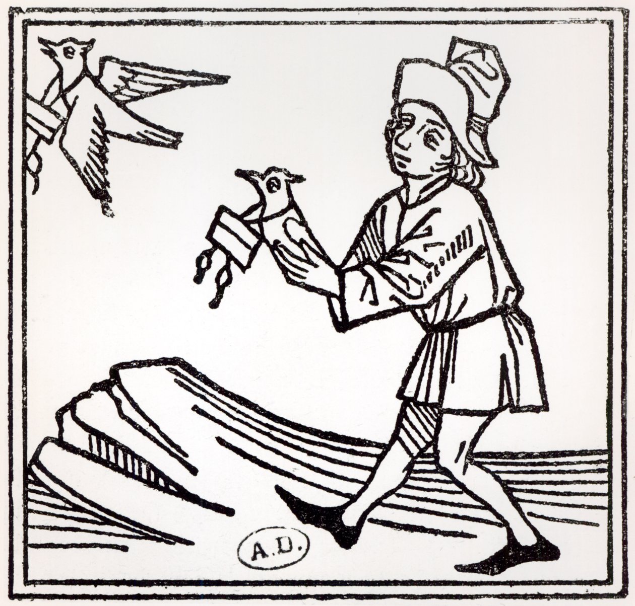 Een brief versturen per duivenpost, 1488 door German School