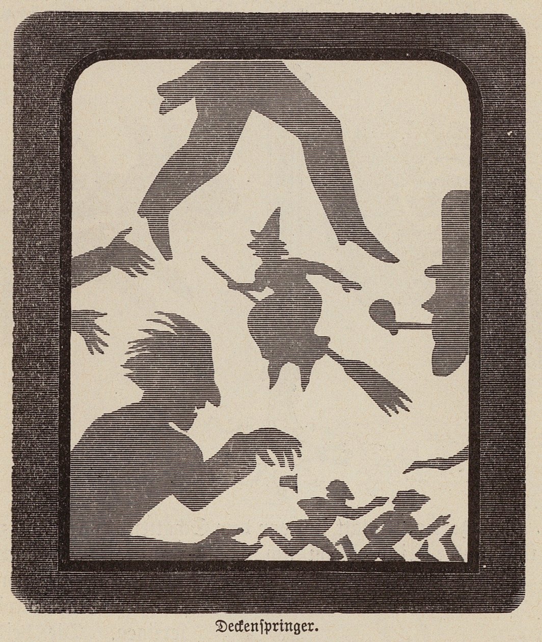 Schaduwfiguren (gravure) door German School