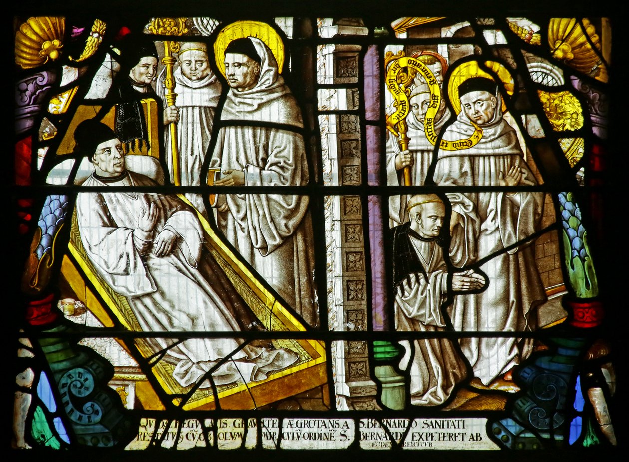 St. Bernard geneest een zieke man die zich bij de orde wil voegen maar wordt weggestuurd, ca. 1500 door German School