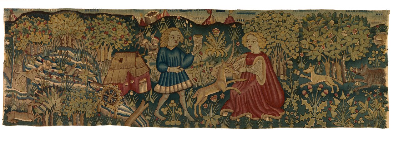 Wandtapijt strook met de Maagd en Eenhoorn, mogelijk uit Arras door German School