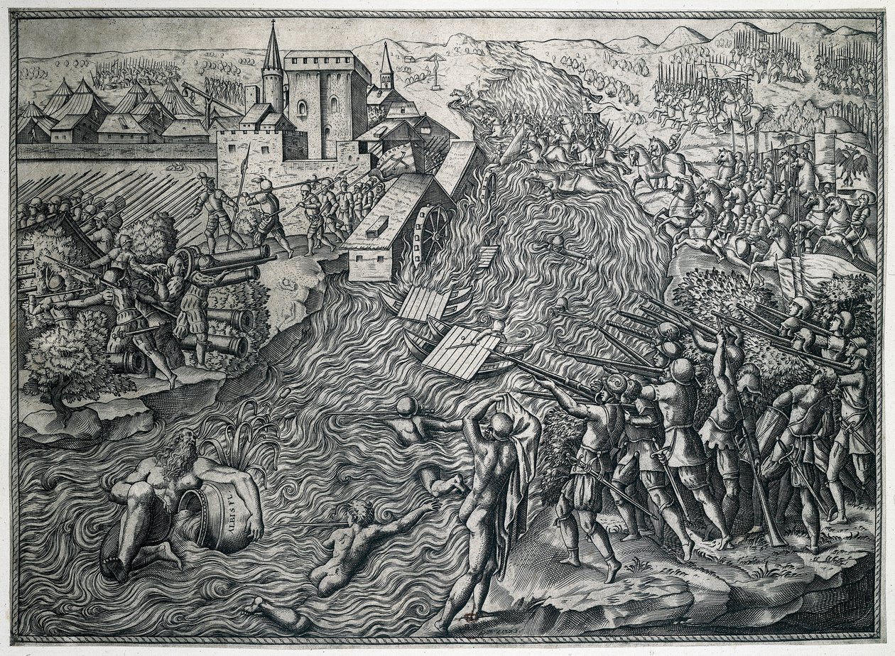 De Slag bij Mühlberg, 25 april 1547 door German School