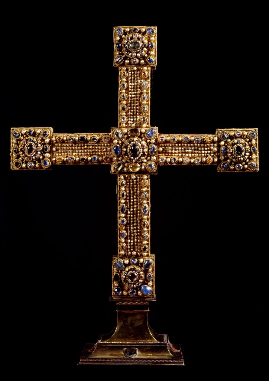 Het Kruis van het Rijk (Reichskreuz) gemaakt van goud, stenen en parels door de Duitse vervaardiging. Begin 11e eeuw Dim. 71x77 cm Wenen, Kunsthistorisches Museum door German School