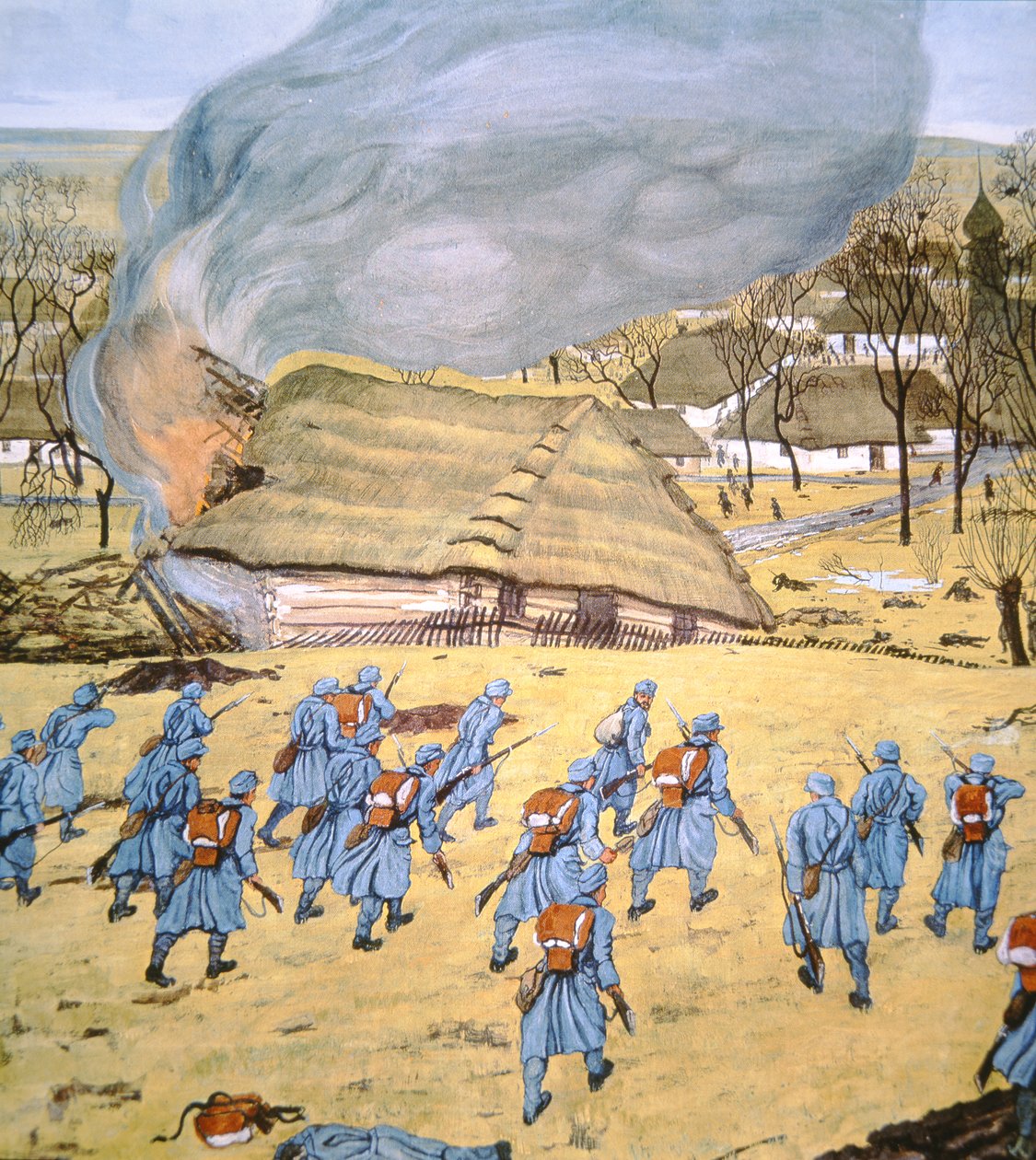 Het Eerste Oostenrijks-Hongaarse Landsturm Regiment valt Servisch dorp Stady Korciyan aan, 22 december door German School