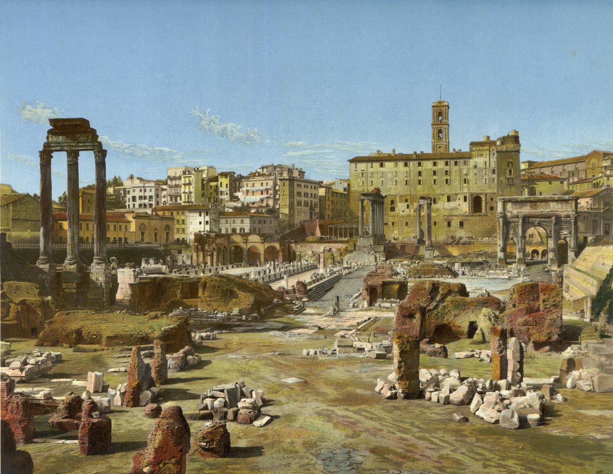 Het Forum, Rome (chromolitho) door German School