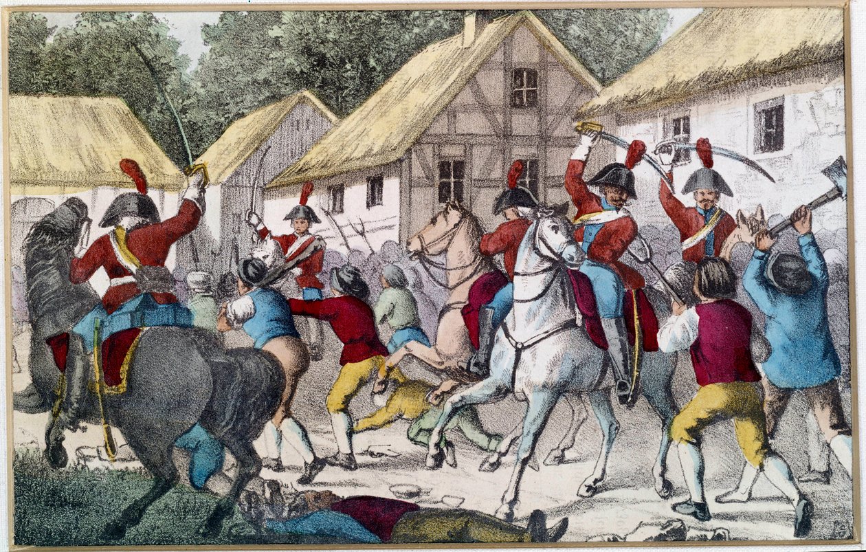 Het Franse leger aangevallen door Pruisische boeren door German School