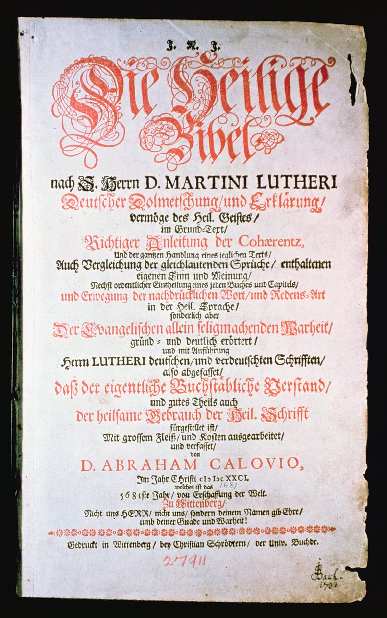 De Heilige Bijbel, Deel I., 1681 door German School