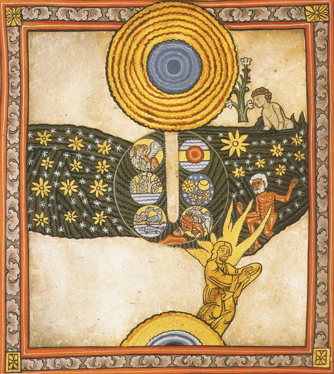 De Verlosser. Miniatuur uit Liber Scivias door Hildegard van Bingen, ca.1175 door German School