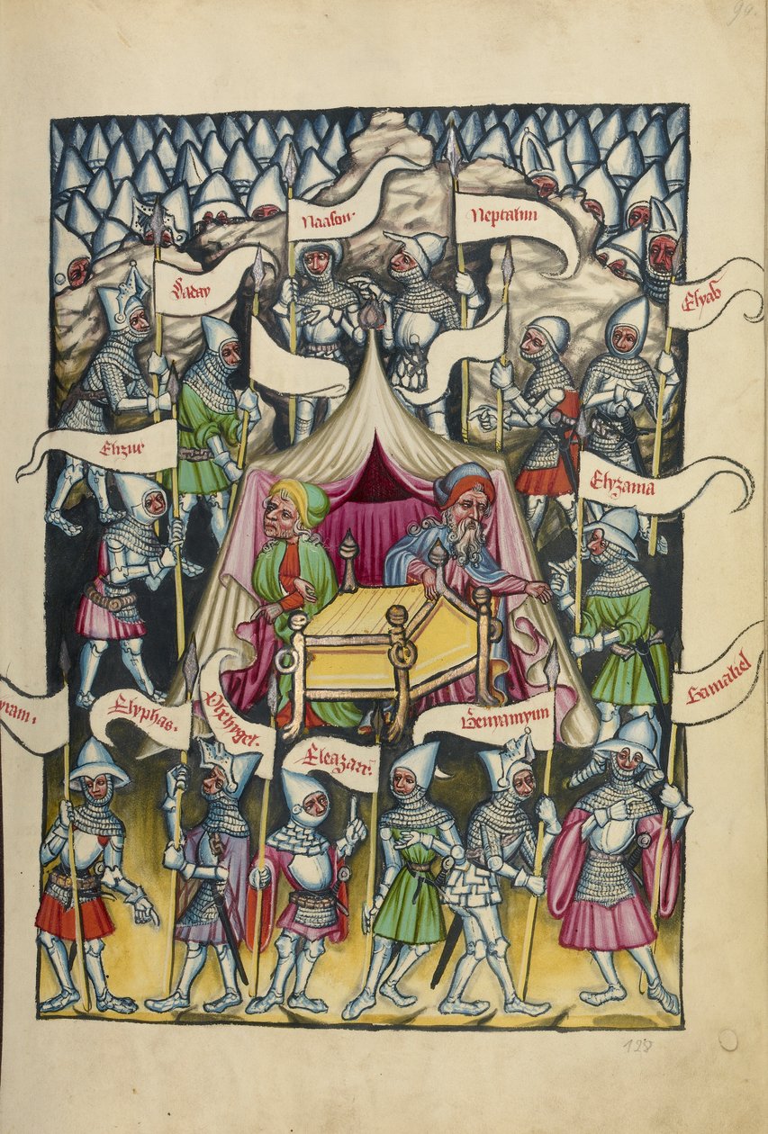 De twaalf stammen van Israël uit Weltchronik Ms 33 fol.94, c.1400-10 door German School