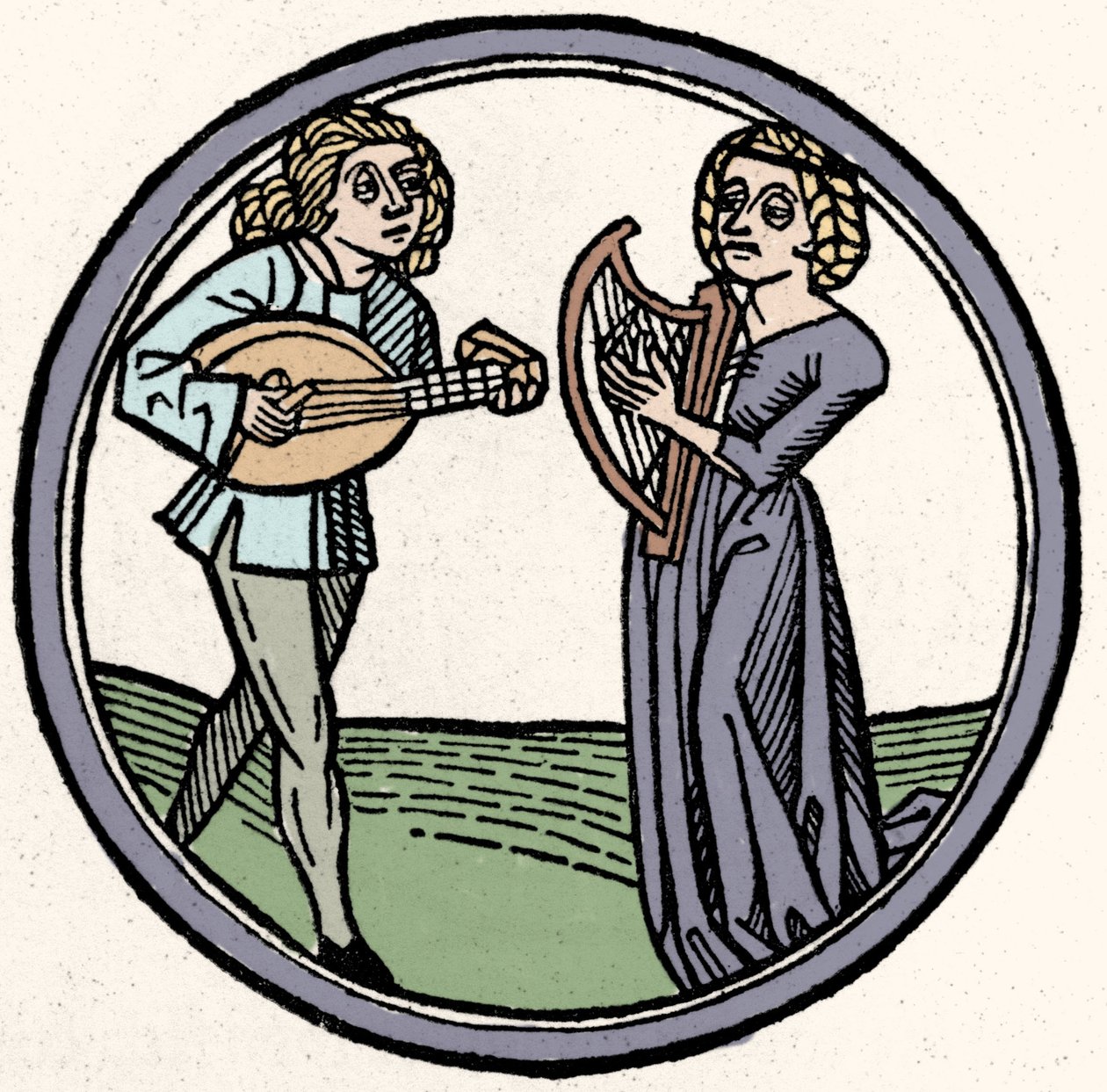 De vier temperamenten: flegmatisch. Houtsnede, Augsburg 1480 door German School