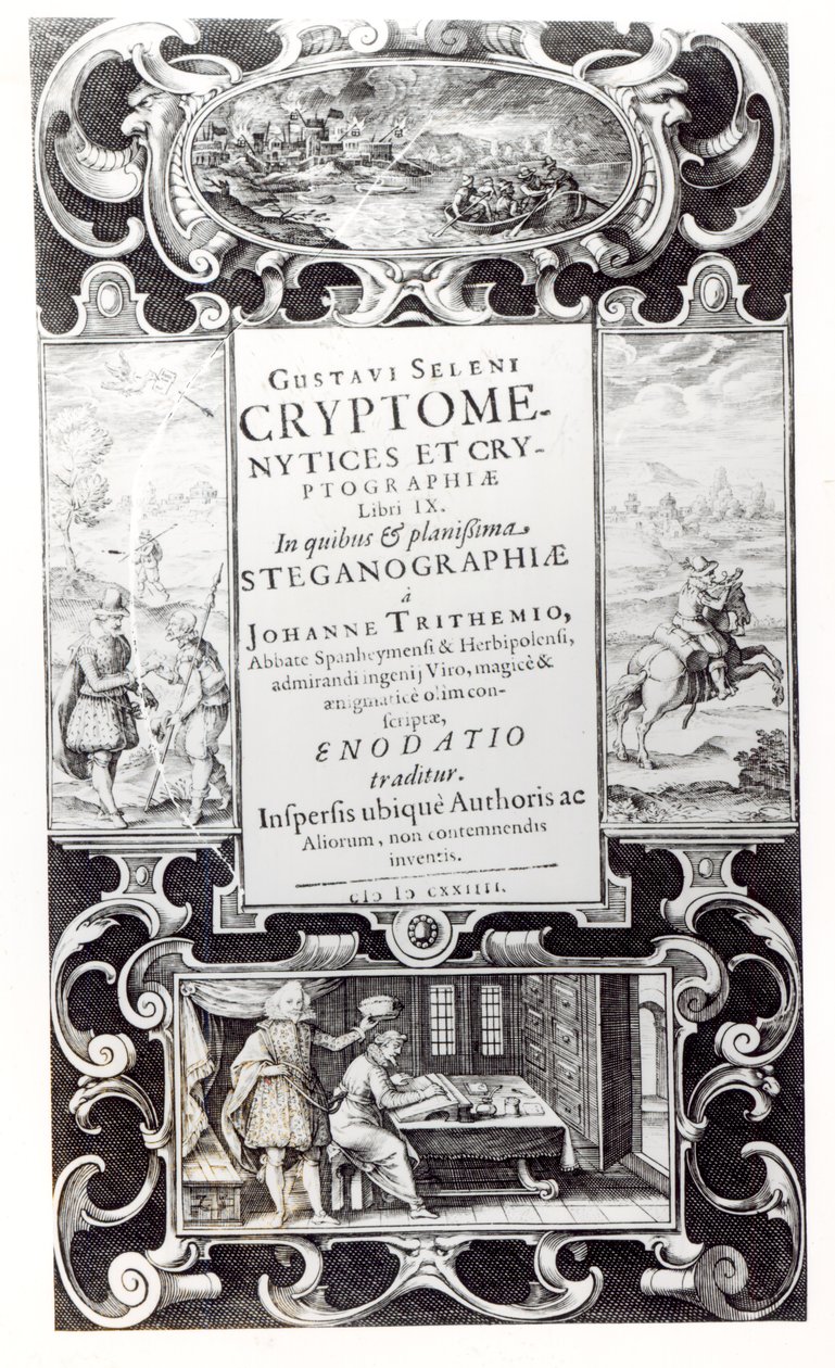 Titelpagina van Boek 9 van Cryptomenysis en Cryptografie door Gustavus Selenus (Augustus, Hertog van Brunswijk), 1624 door German School