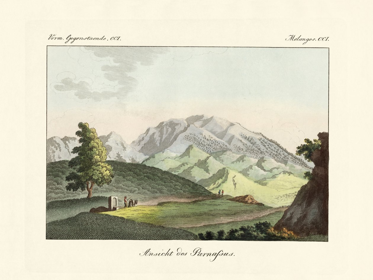 Uitzicht op de Parnassus in Griekenland door German School