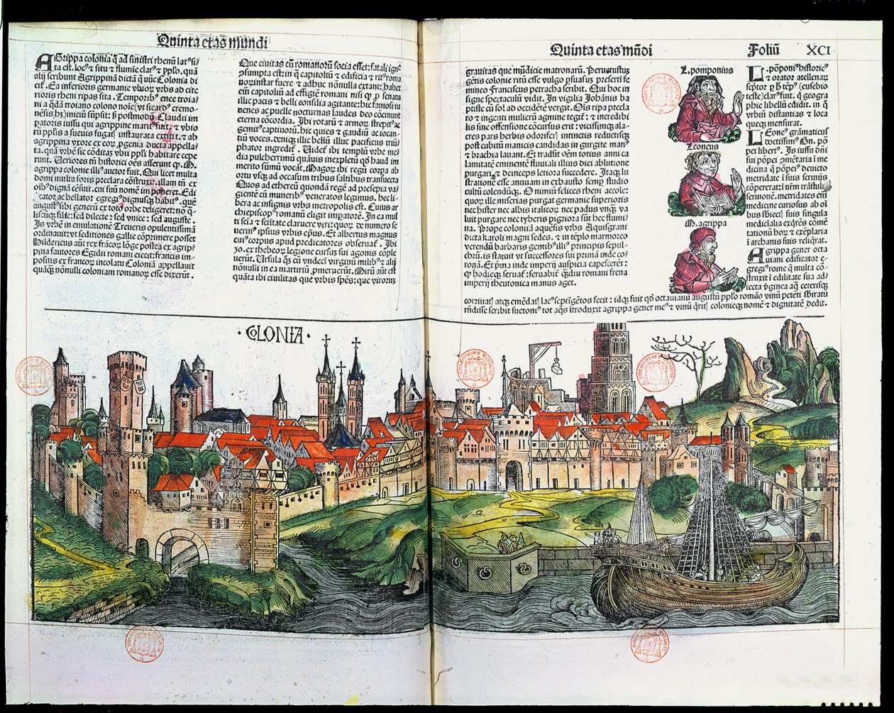 Uitzicht op de stad Keulen, uit de Kroniek van Neurenberg door Hartmann Schedel, 1493 door German School