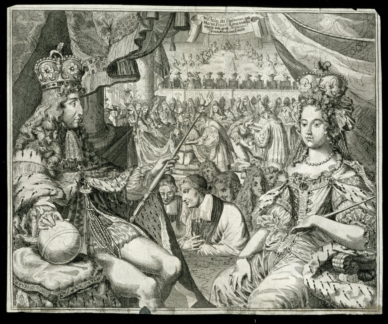 Willem III en Maria II, koning en koningin van Groot-Brittannië en Ierland vanaf 1689, ca. 1689 door German School