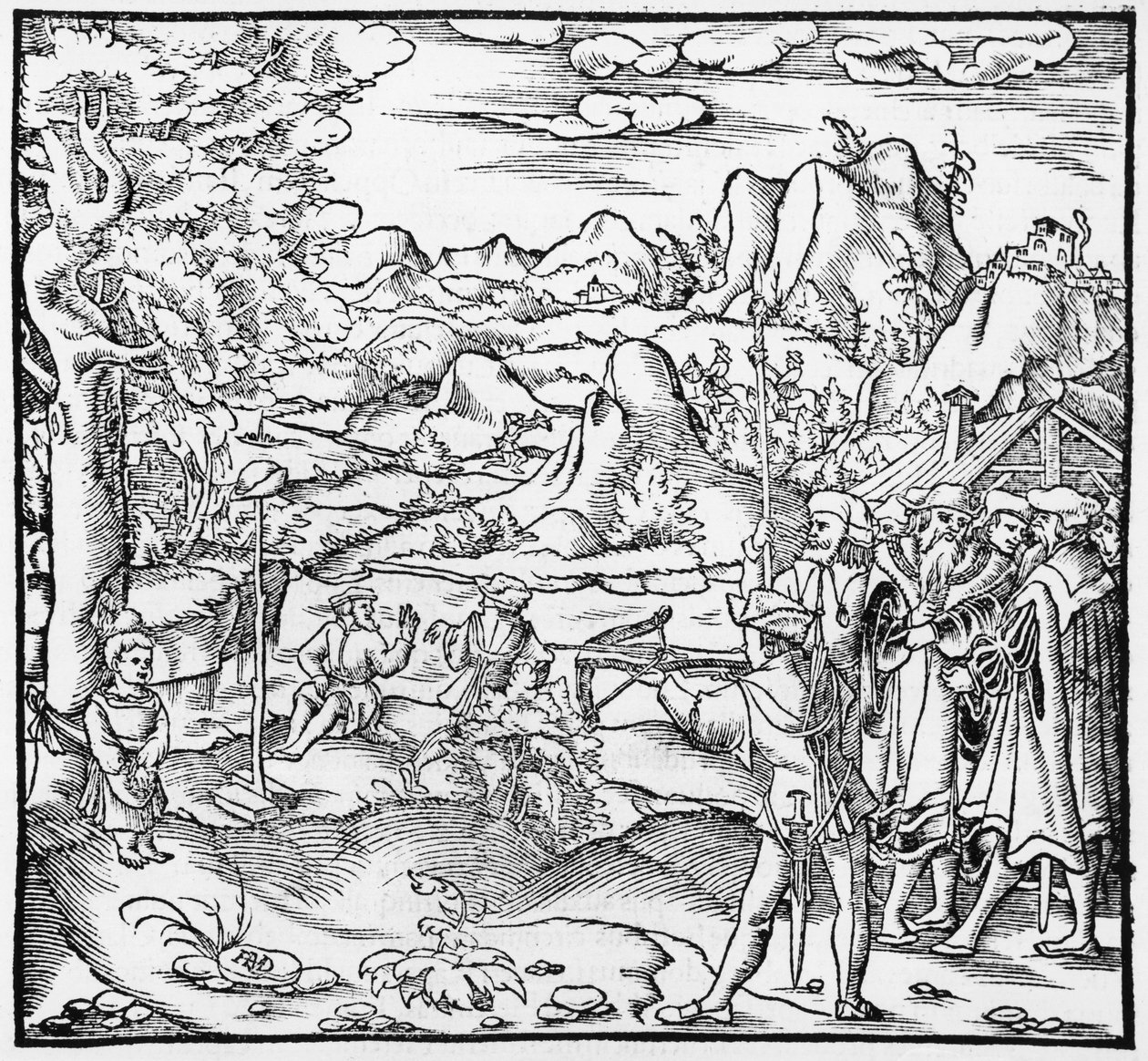 Willem Tell, illustratie uit Cosmographie Universelle door Sebastien Munster, uitgegeven Basel, 1559 door German School