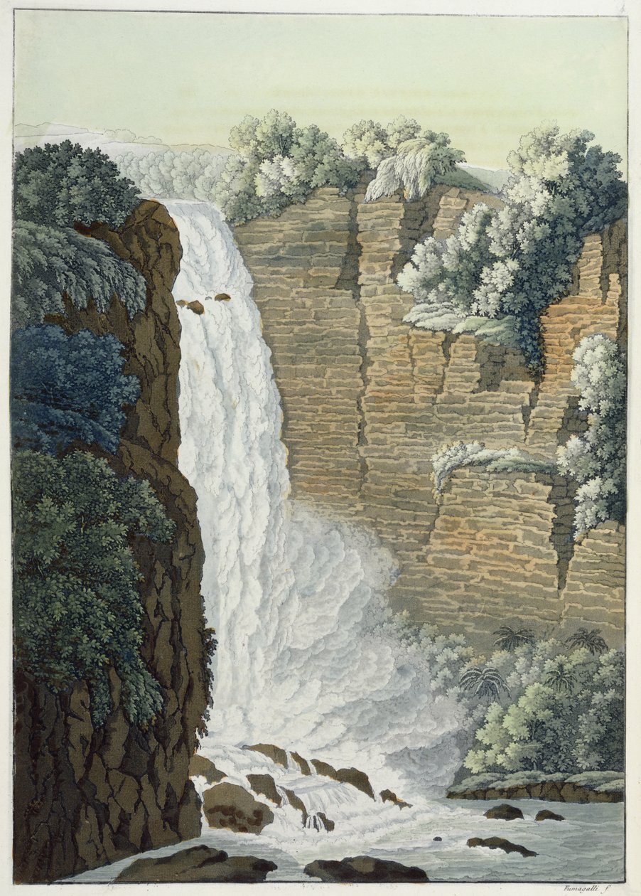 Tequendama-waterval aan de Bogota-rivier, Colombia door Gerolamo Fumagalli
