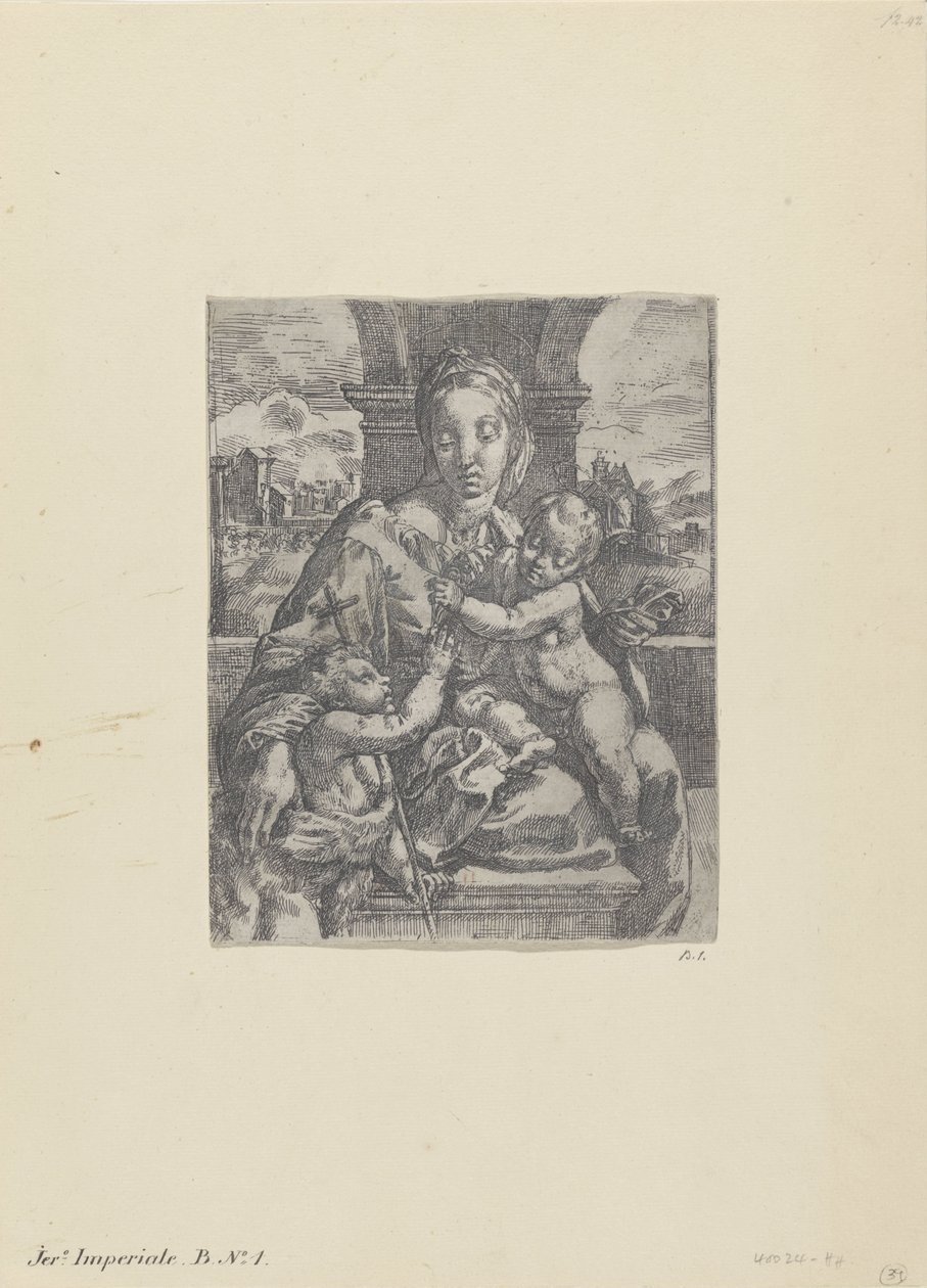 Maria met Kind en de jonge Johannes de Doper door Gerolamo Imperiale