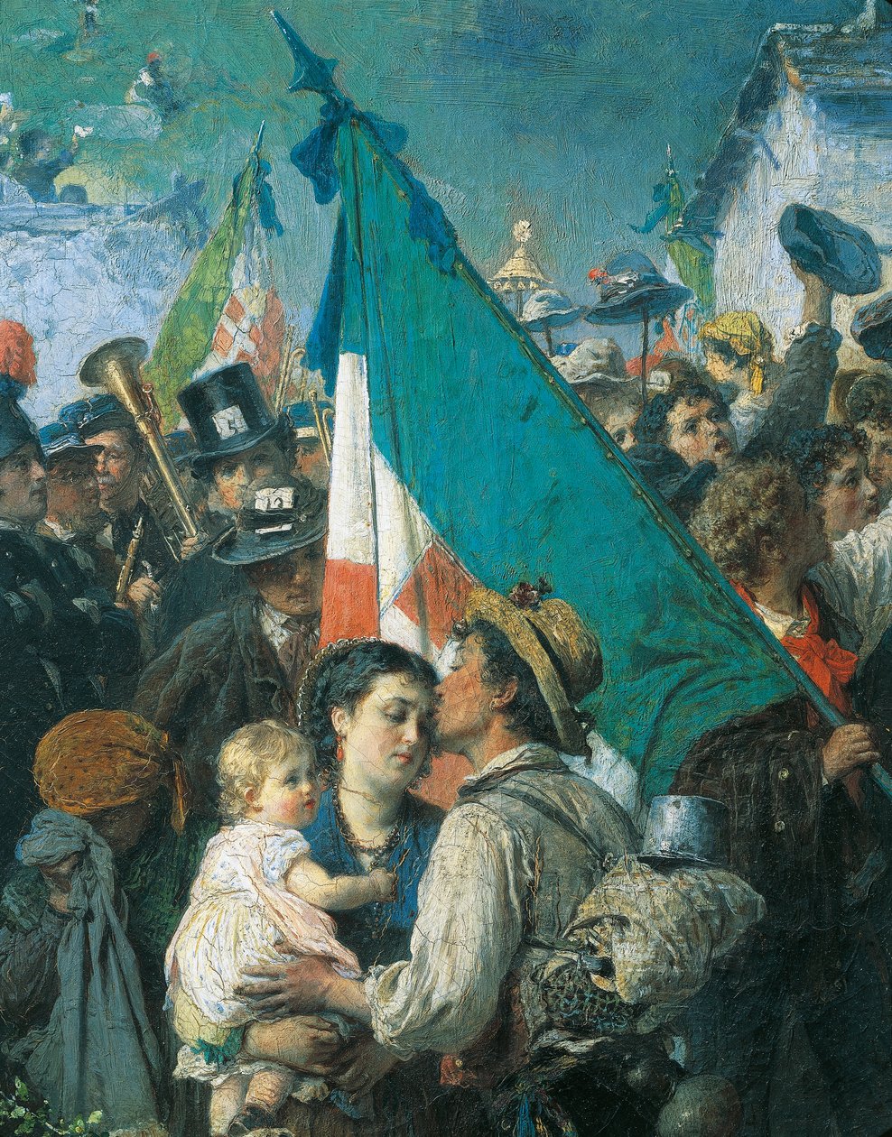 Het vertrek van de dienstplichtigen van 1866 door Gerolamo Induno
