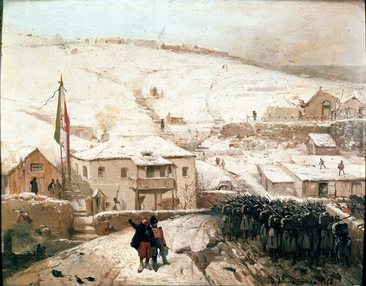 Het hoofdkwartier van de Piemontezen op de Krim door Gerolamo Induno