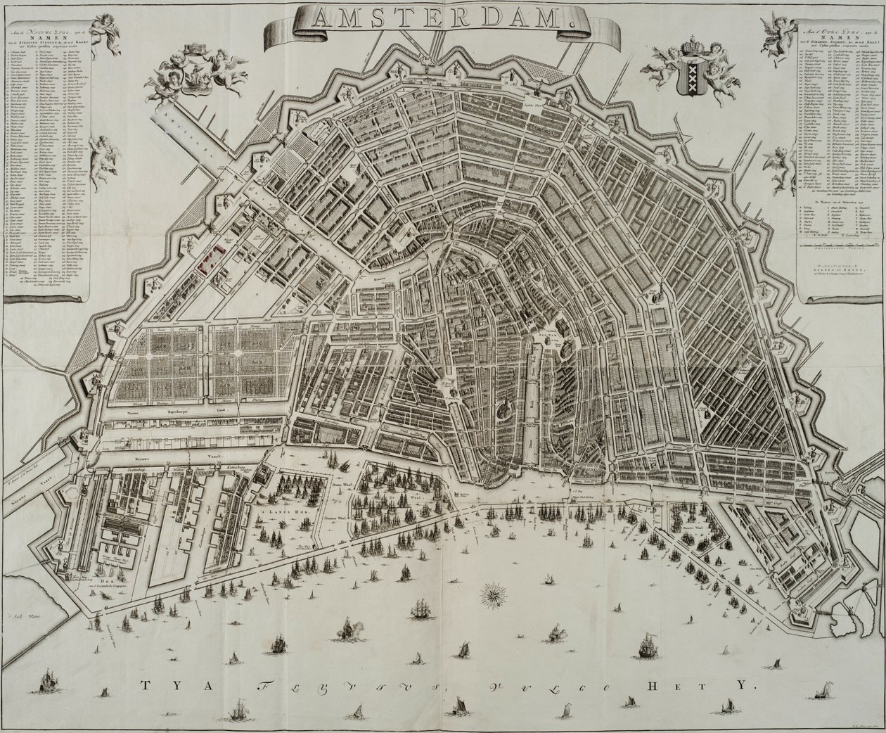 Kaart van Amsterdam uit 1737 door Gerrit de Broen door Gerrit de Broen