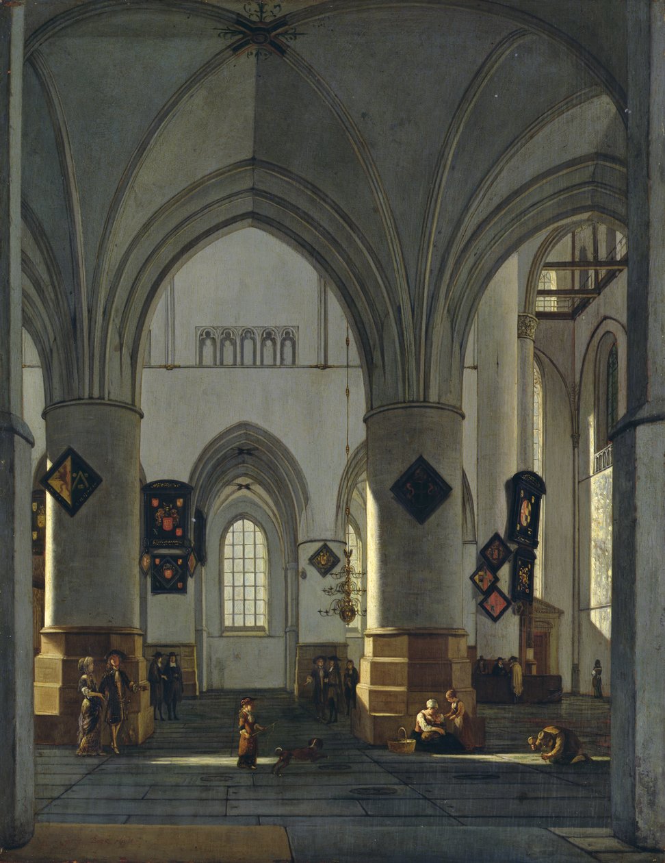 Interieur van de Sint-Bavokerk, Haarlem door Gerrit Adriaensz Berckheyde